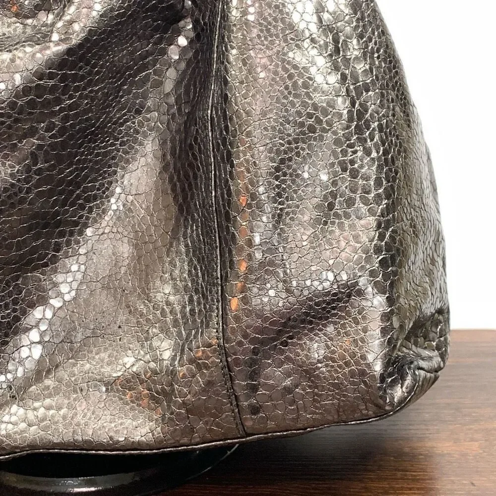 Cynthia Rowley Women's Metallic Snakeskin Pattern Gold Tone Hobo Bag Brown